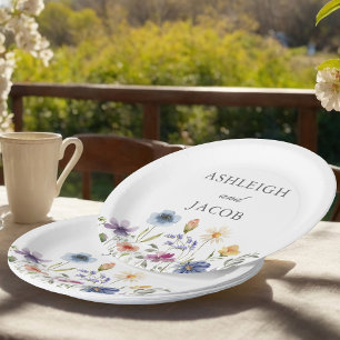 Plato De Papel Boda de primavera de flores silvestres elegantes p