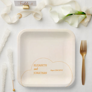 Plato De Papel Boda de puesta de sol naranja