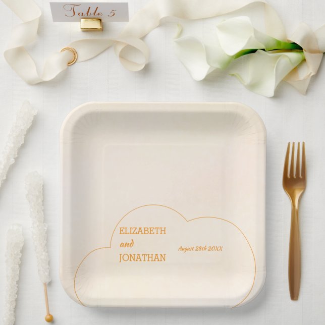 Plato De Papel Boda de puesta de sol naranja (Boda)