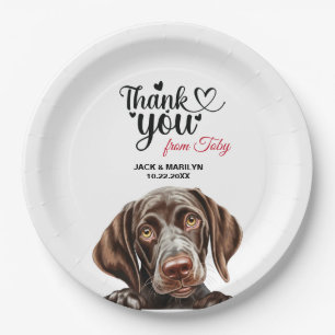 Plato De Papel Boda de punteros German Shorthtransmitió Gracias