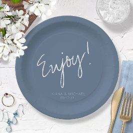 Plato De Papel Boda de Reflexiones Disfrutar Dusty Blue ID774