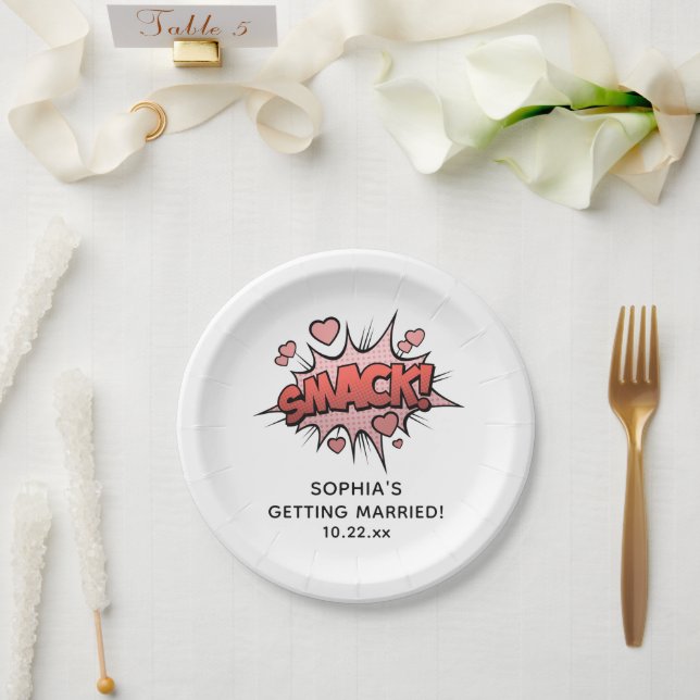 Plato De Papel Boda de Retro de Cute Funny Bridal Shower (Boda)
