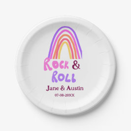 Plato De Papel Boda de rock & roll agregar nombre de la pareja ar