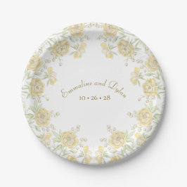 Plato De Papel Boda de Rosa Amarilla