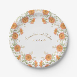 Plato De Papel Boda de Rosa Naranja
