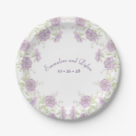 Plato De Papel Boda de Rosa Púrpura Lavanda