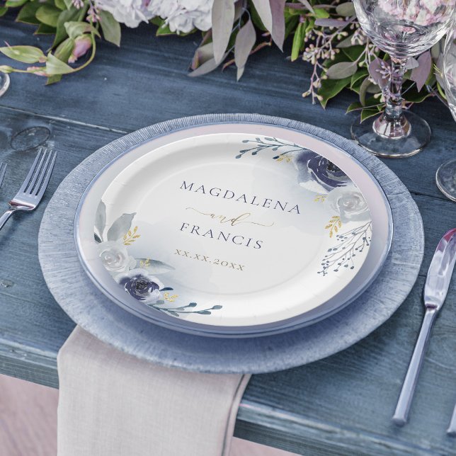Plato De Papel boda de rosas azules (Subido por el creador)