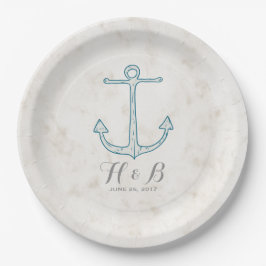 Plato De Papel Boda de Royal Blue Rustic Anchor