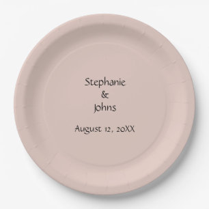 Plato De Papel Boda De Sal Rosa Personalizado Nombre Pareja Monog