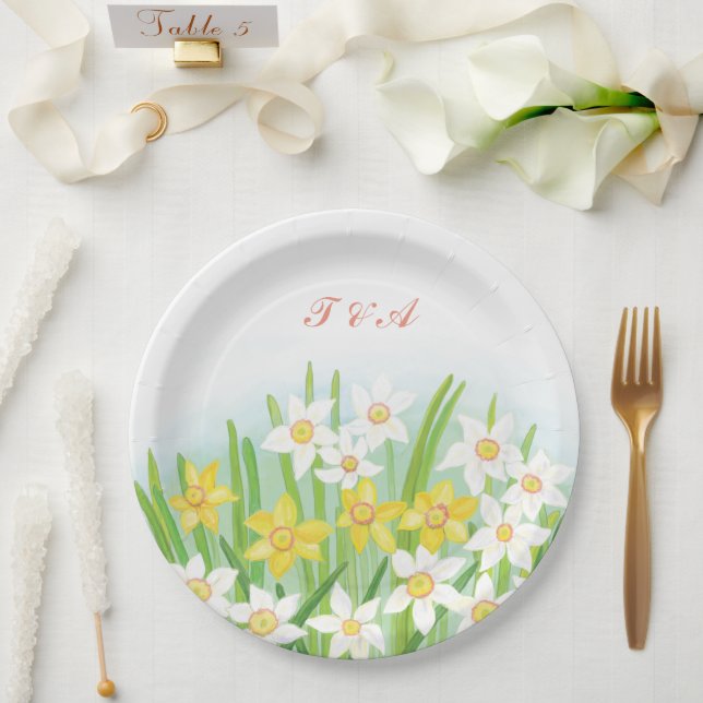Plato De Papel Boda de Spring Daffodils (Boda)
