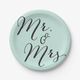 Plato De Papel Boda de Sr. y de señora Classic Script Chic