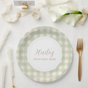 Plato De Papel Boda de tema del campo verde sabio