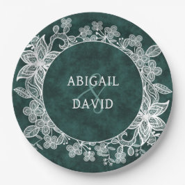 Plato De Papel Boda de terciopelo verde esmeralda