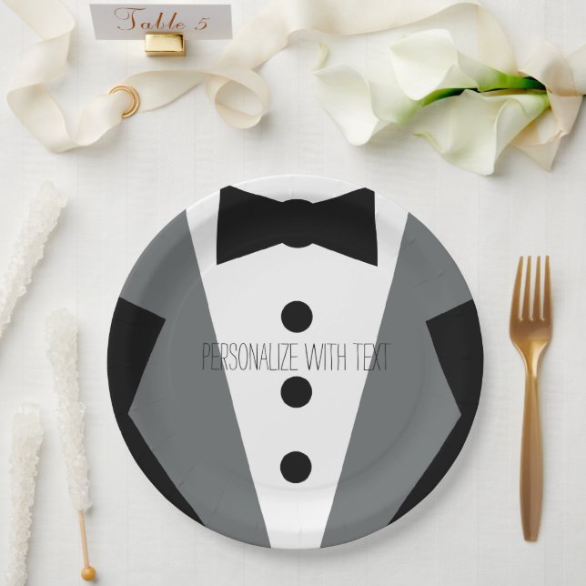 Plato De Papel Boda de Tuxedo (Boda)
