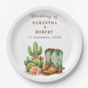Plato De Papel Boda de vaquero del desierto de cactus de Arizona