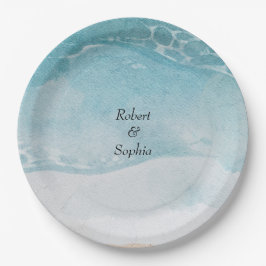 Plato De Papel Boda de verano azul en la playa