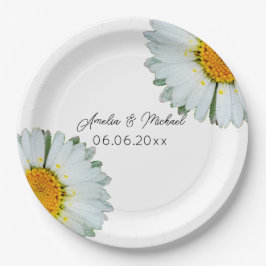Plato De Papel Boda de verano con margaritas rústicas 