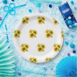 Plato De Papel Boda de verano elegante con girasoles