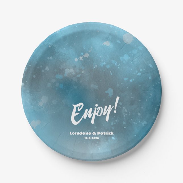 Plato De Papel Boda Deep Blue Sea (Anverso)