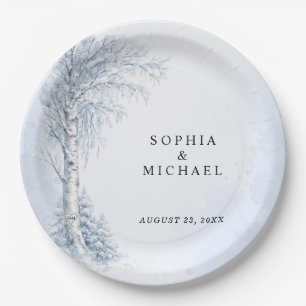 Plato De Papel Boda del Abedul Congelado