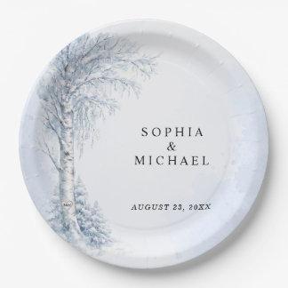 Plato De Papel Boda del Abedul Congelado