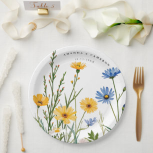 Plato De Papel Boda del prado de flor salvaje de primavera