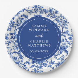 Plato De Papel Boda Delft Blue Antique Chinoiserie