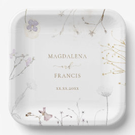 Plato De Papel boda delicado de flores silvestres