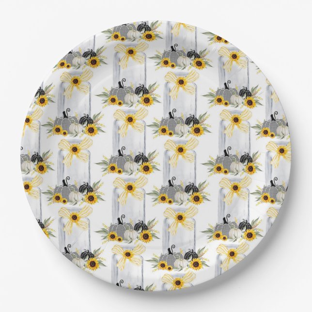 Plato De Papel Boda Dinnerware Recepcion Rustic Sunflowers (Anverso)