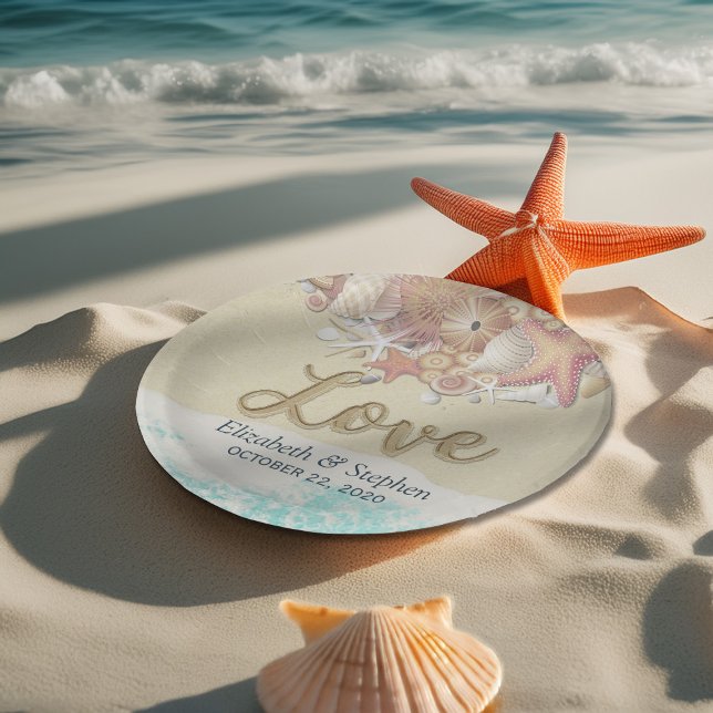 Plato De Papel Boda Ducha Verano Mar Playa Starfish cáscara del m (Subido por el creador)