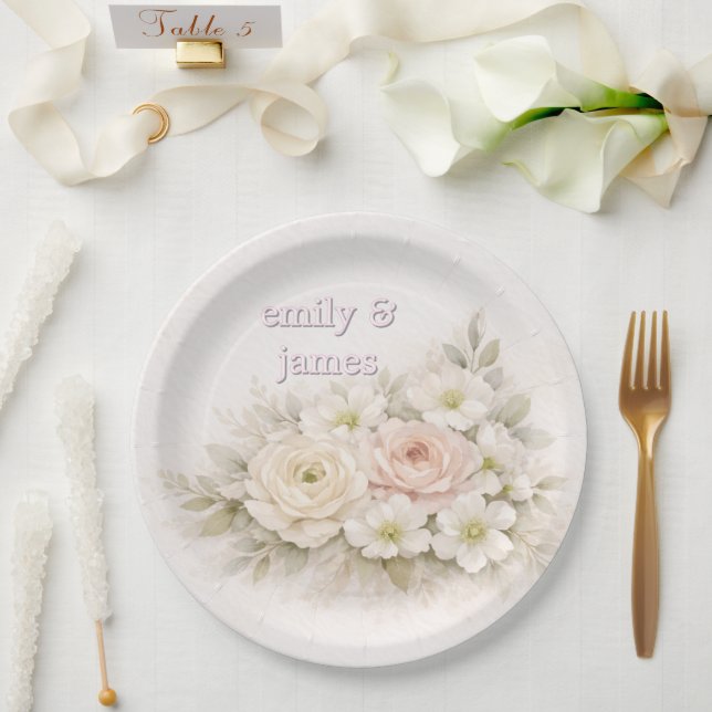 Plato De Papel Boda Editorial Botánica Suave (Boda)