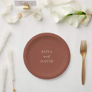 Plato De Papel Boda Editorial Moderna de Cobre Rústico