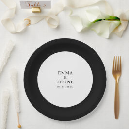 Plato De Papel Boda editorial moderna en blanco y negro