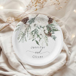 Plato De Papel Boda elegante de invierno festivo y verde<br><div class="desc">Hormigón de invierno elegante de Evergreen de la boda Placas de papel coincidentes disponibles.</div>