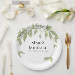 Plato De Papel Boda Elegante Rústico Eucalyptus Botánico