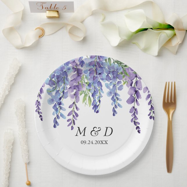 Plato De Papel Boda elegante violeta violeta violeta de Florencia (Boda)