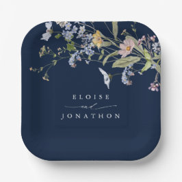 Plato De Papel Boda en el Jardín de la Flor Silvestre de la Marin
