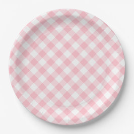 Plato De Papel Boda en el País de Gingham Rosa