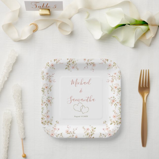 Plato De Papel Boda en el País de la Rosa Salvaje (Boda)