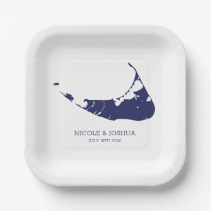 Plato De Papel Boda en la isla de Nantucket Nantucket Navy