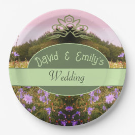 Plato De Papel Boda en pradera de flores Cottagecore