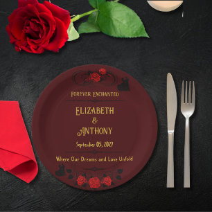 Plato De Papel Boda encantado para siempre