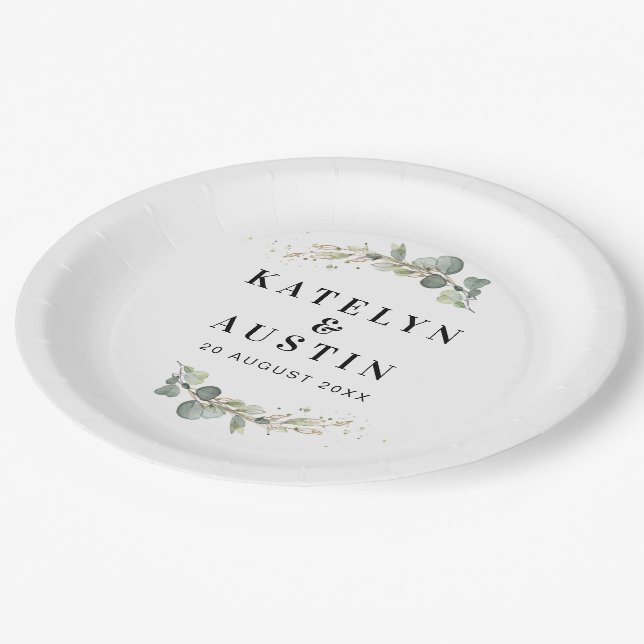 Plato De Papel boda eucalipto acuarela  (Angular)