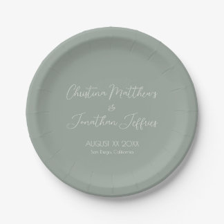 Plato De Papel Boda Eucalyptus moderno y elegante