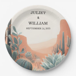 Plato De Papel Boda exitoso de Cacti, desierto de hojas de boho v