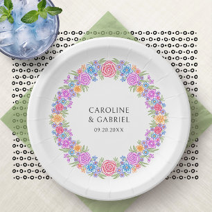 Plato De Papel Boda Fiesta Colorful Wildflowers