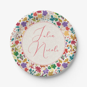 Plato De Papel Boda Flor de Pradera Amarillo Mostaza Purpura de P