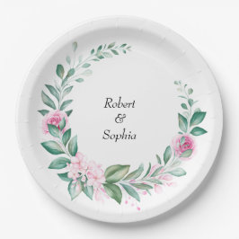 Plato De Papel Boda Flor de Rosa Rubor