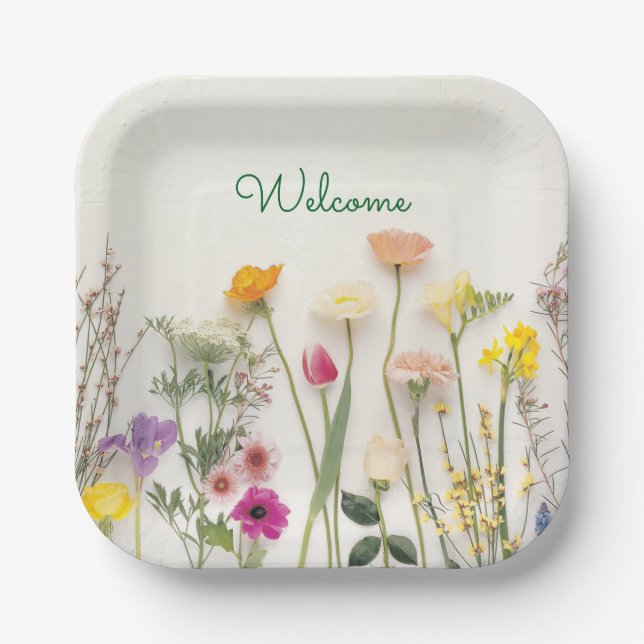 Plato De Papel boda floral (Anverso)