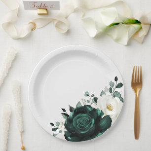 Plato De Papel Boda floral blanca Eucalyptus